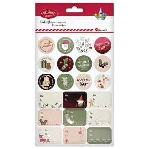 Naklejki papierowe okrągłe 28 mm / etykiety prezentowe 41×28 mm 21 szt. Titanum