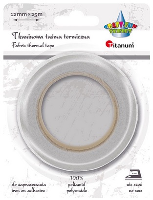 Taśma termiczna tkaninowa biała 12mm x 25m Titanum_95691