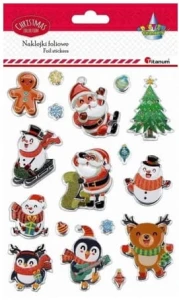 Naklejki wypukłe Mikołaje bałwanki Ciastek 17 szt Titanum