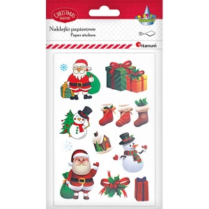 Naklejki papierowe Mikołaje, bałwanki, prezenty, skarpety