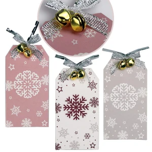 Zawieszki prezentowe z płatkiem śniegu i dzwoneczkami 50×95mm 6 szt. Titanum