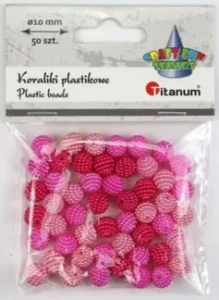Koraliki plastikowe 10mm różowe 50 szt Titanum