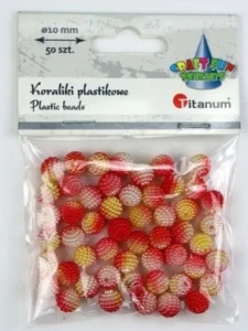 Koraliki plastikowe 10mm czerwone ombre 50 szt Titanum