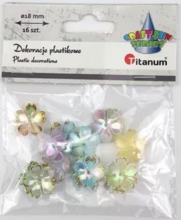 Dekoracje plastikowe kwiatki 18mm 16 szt Titanum_95736