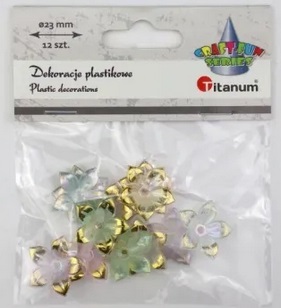 Dekoracje plastikowe kwiatki 23mm 12 szt Titanum_95735
