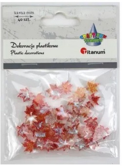 Dekoracje plastikowe liście klonu 11x12mm 40 szt Titanum_95738