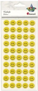 Naklejki wypukłe emotki 15mm żółte 50szt Titanum