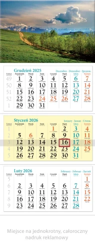 Kalendarz trójdzielny Wodospad 32x86,5cm KT4 Lucrum 2026r_95764