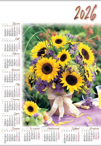 Kalendarz planszowy Słoneczniki 60,7x88cm PL13 Lucrum 2026r_95765