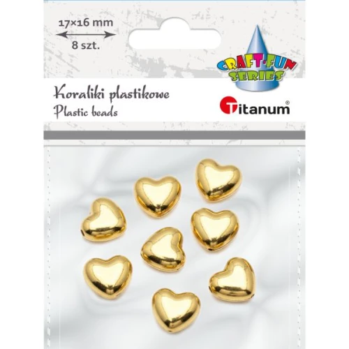 Koraliki plastikowe lustrzane serca złote 8 szt.Titanum_95830