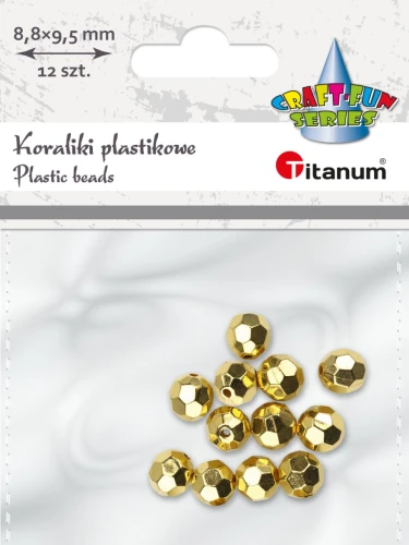 Koraliki plastikowe lustrzane złote 12 szt. Titanum_95828