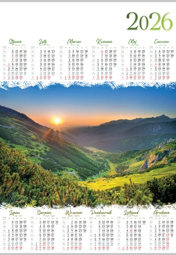 Kalendarz planszowy Góry 60,7x88cm PL4 Lucrum 2026r_95895