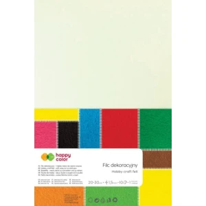 Filc dekoracyjny biały mleczny 10ark 1,5mm 20x30cm Happy Color