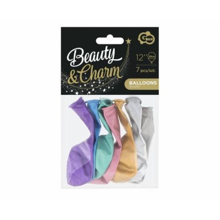 Balony 7szt 30cm 12" Mix Platynowy Metalik Godan_50191