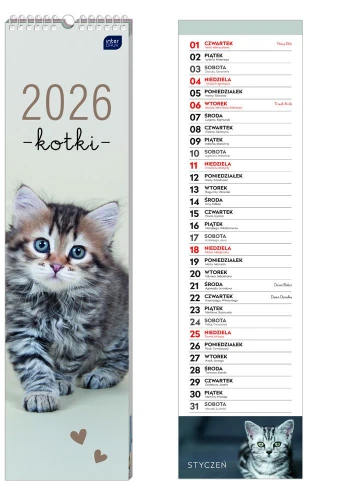 Kalendarz 135x500 paskowy miesiąc Kotki Interdruk_96312
