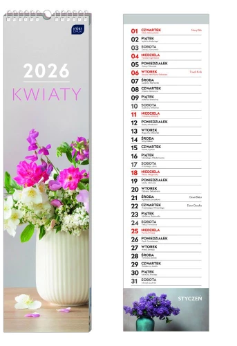 Kalendarz 135x500mm paskowy miesiąc Kwiaty Interdruk_96314