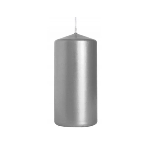 Świeca Walec Srebrny Metalik 10cm Bispol_96825