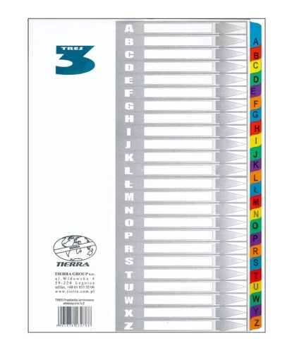 Przekładka Do Segregatora A4 20szt A-Z Laminowana Tres_51182