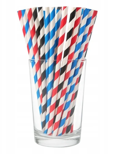 Słomki papierowe 8mm dł 19,7cm w paski 100 szt Love Nature_96888