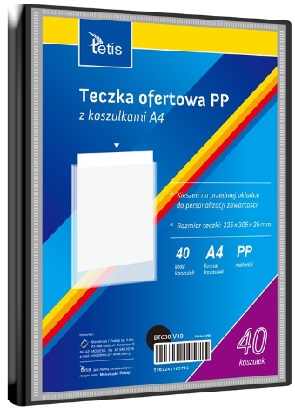 Teczka ofertowa z koszulkami 40szt A4 PP czarna Tetis_97015
