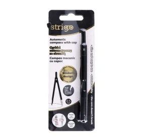 Cyrkiel automatyczny szkolny z rysikiem ze skuwką czarny metalowy Strigo