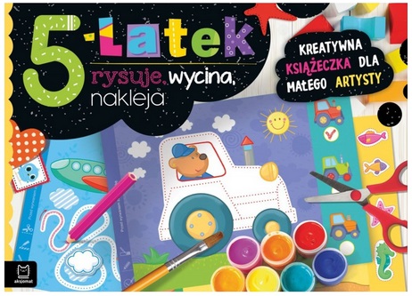 Kreatywna książeczka dla małego artysty 5-latek rysuje wycina nakleja  Aksjomat_97147