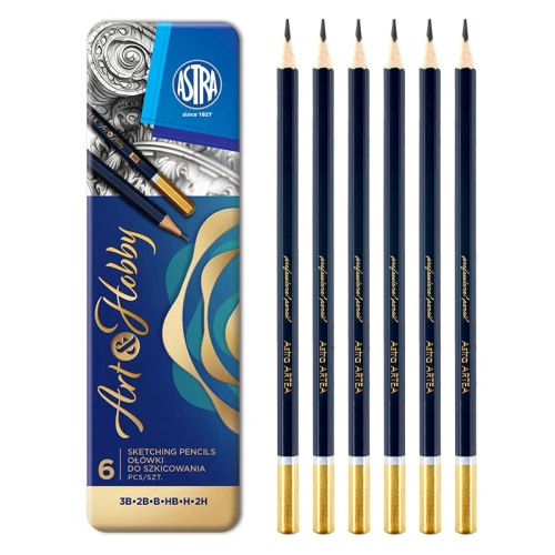 Ołówki techniczne zestaw 3b,2b.B,hb,h,2h Astra_97477