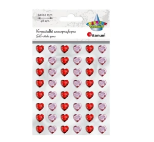 Kryształki samoprzylepne Serca 10x10mm 48szt. Titanum