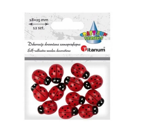 Dekoracje Drewniane 3D Biedronki 12 szt. Titanum_97724