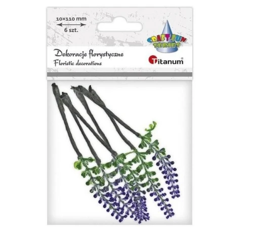 Dekoracja florystyczna Kwiaty Wrzosu Fioletowo-Zielone 6szt. Titanum_97757