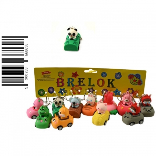 Brelok gumowy 5 cm Zwierzęta w aucie mix_97783