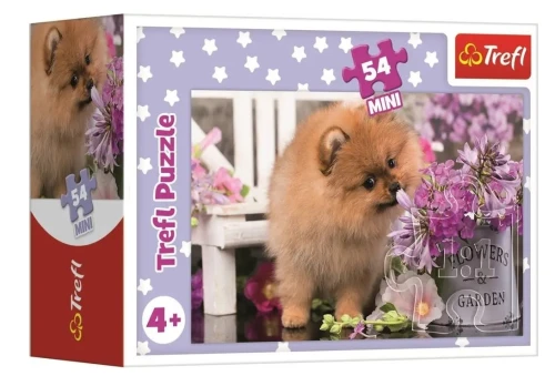 Puzzle Urocze zwierzątka 4 Piesek w Kwiatach Mini 54el Trefl_98041