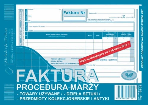 Faktura A5 195-3E MP procedura marży towary używane, dzieła sztuki, przedmioty kolekcjonerskie, antyki_25288