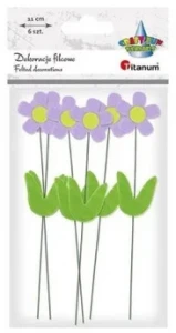 Dekoracje filcowe kwiaty 3D na druciku 6 szt Titanum