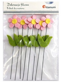 Dekoracje filcowe kwiaty 3D na druciku 6 szt Titanum
