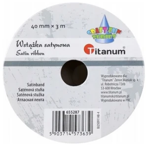 Wstążka satynowa karbowana 4cm x 3m biała Titanum