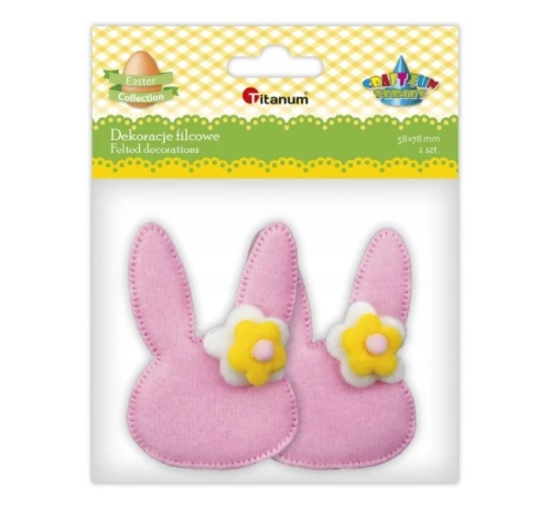 Dekoracje filcowe Królik z kwiatkiem 2szt. Titanum_98278
