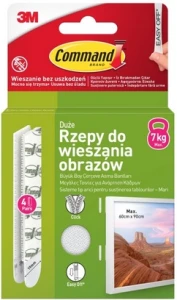 Rzepy do wieszania obrazów Duże Białe 4 Pary Command