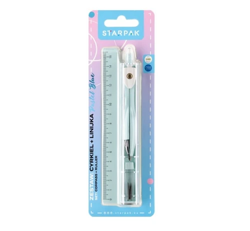 Cyrkiel metalowy + linijka błękitny Starpak_98661