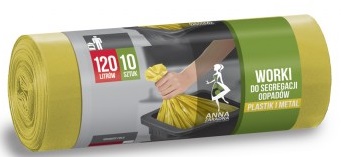 Worki do segregacji żółte Plastik i metal 120L 10 szt. Anna Zaradna_98717