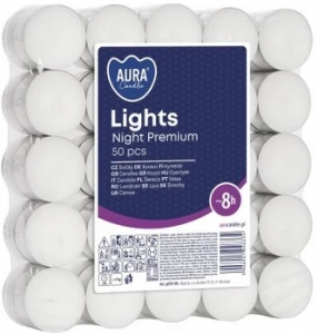 Świece Aura Night Lights 8h 50 sztuk Bispol