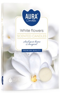 Podgrzewacze świeca tealight zapach białe kwiaty Aura 6 szt Bispol_98727