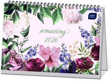 Kalendarz 2026 biurkowy tygodniowy Kwiaty Interdruk_98730