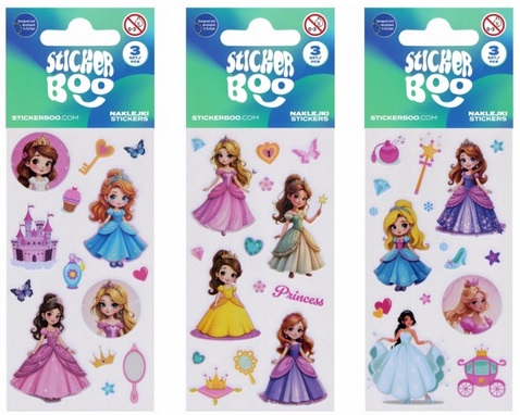 Naklejki 7x18 cm Księżniczki mix Sticker Boo_98826