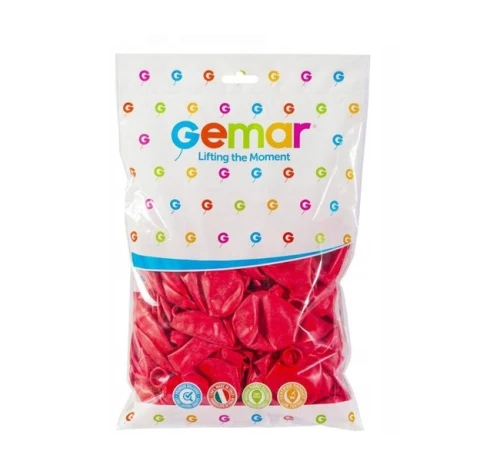Balony Pastelowe Czerwone Jasne G90 25cm 100szt. Gemar_100332