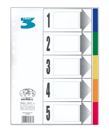 Przekładka Do Segregatora A4 5kol Laminowana Tres_26521