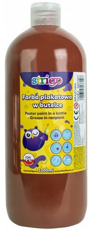 Farba plakatowa w butelce 1000ml brązowa 215x80 mm Strigo_100813