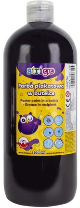 Farba plakatowa w butelce 1000ml czarna Strigo_100820