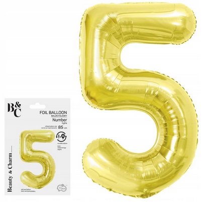Balon Foliowe Beauty & Charm cyfra 5 light gold 85cm Godan_100898