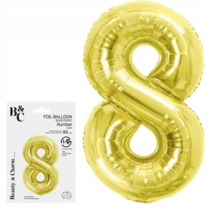 Balon Foliowe Beauty & Charm cyfra 8 light gold 85cm Godan